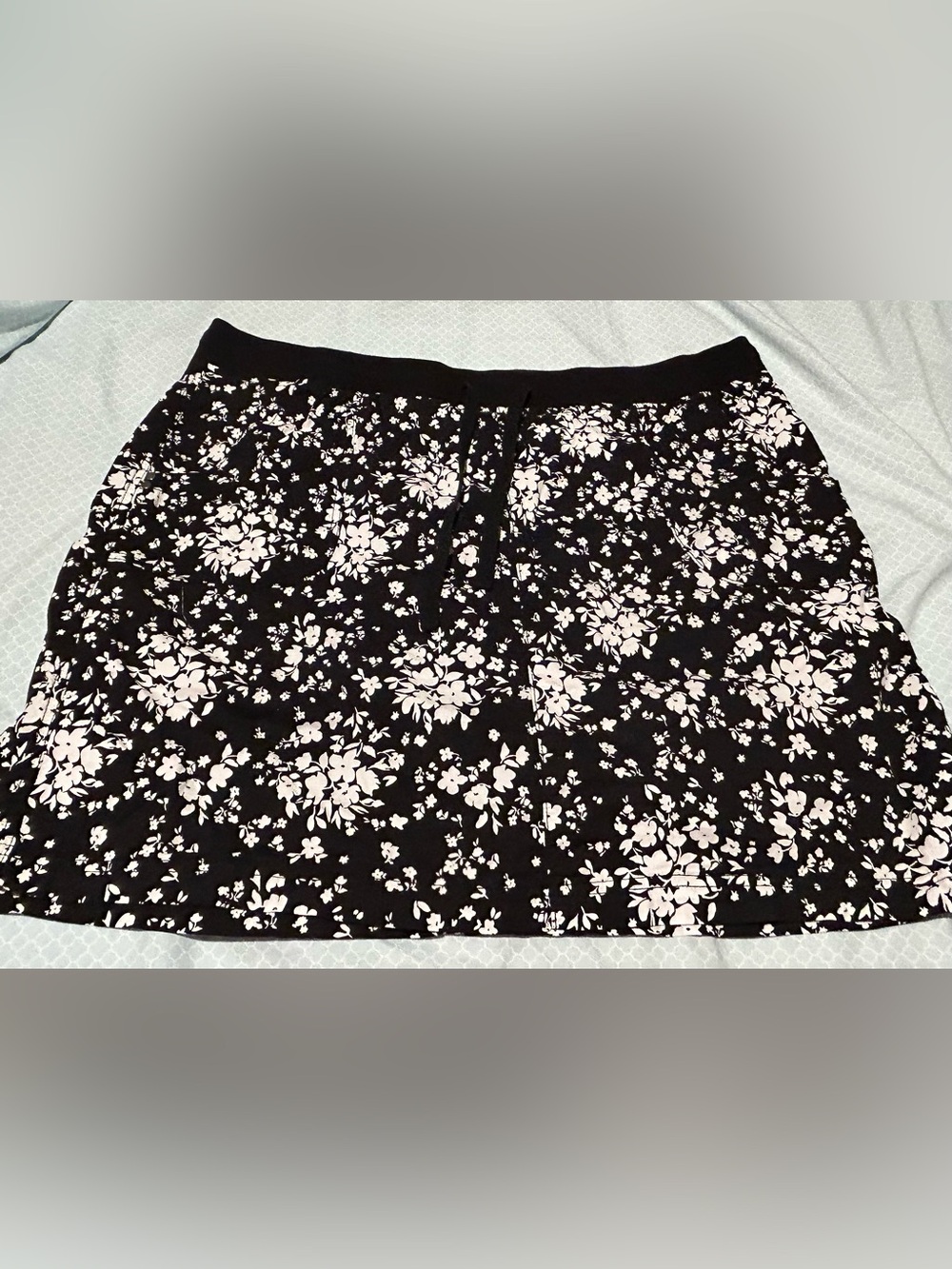 Black Floral Skort with Drawstring